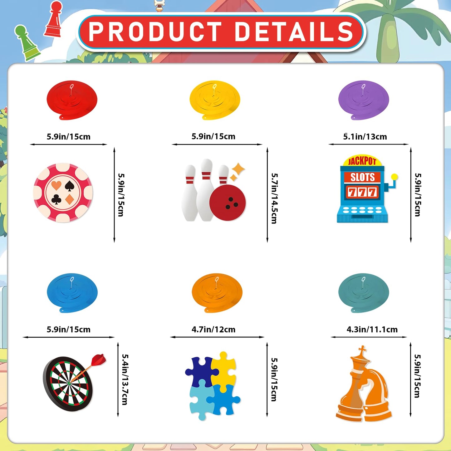 Game Night Decorations Funny Game Night Party Decorations with Chess Chess Card Game On Theme Banner Hanging Siwrls Ceiling Streamers Stickers