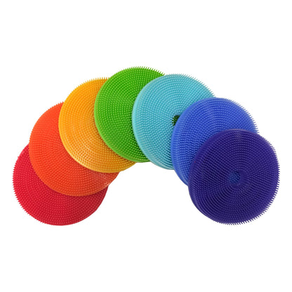 Innobaby Bathin' Smart Rainbow Spots Silicone Bath Scrub for Kids and Toddlers, 7-Pack Value.