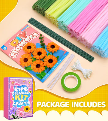 Eppingwin 360 PCS Pipe Cleaners for Flowers, Macaroon Chenille Stems for Crafts, Pipe Cleaners Bulk with Instruction for Tulip, Rose, Lily, Sunflower