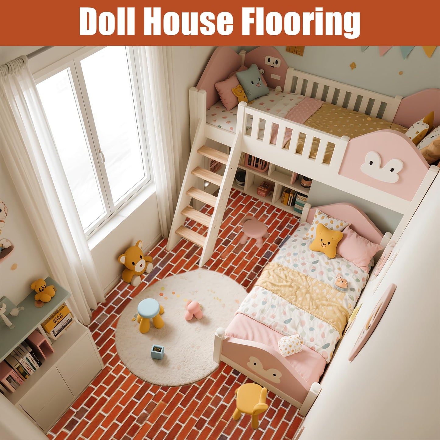 12 Pcs Dollhouse Wallpaper Miniature Dollhouse Accessories Peel and Stick Self Adhesive Miniature Wallpaper Flooring for DIY Doll House Mini Room