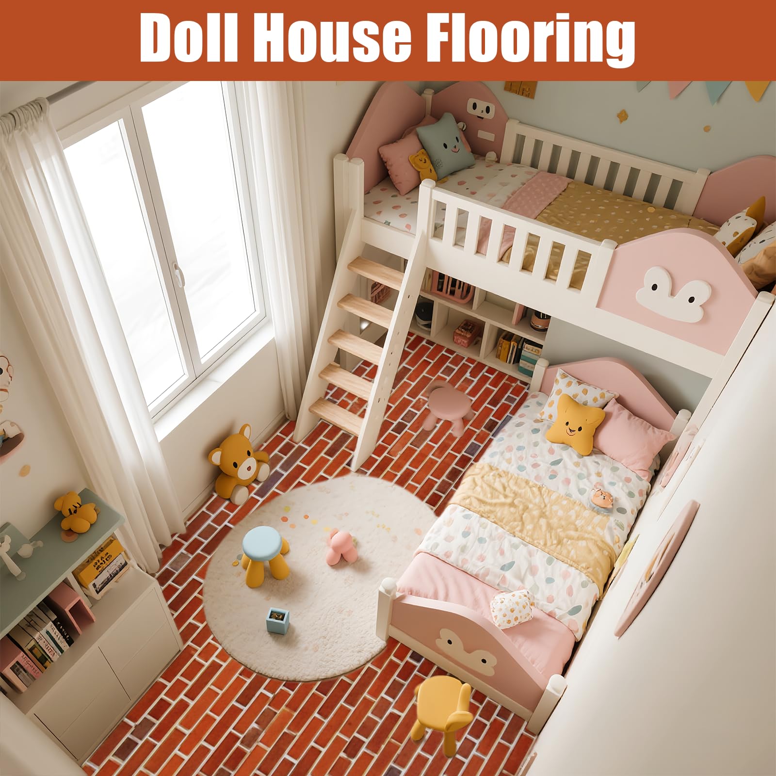 12 Pcs Dollhouse Wallpaper Miniature Dollhouse Accessories Peel and Stick Self Adhesive Miniature Wallpaper Flooring for DIY Doll House Mini Room