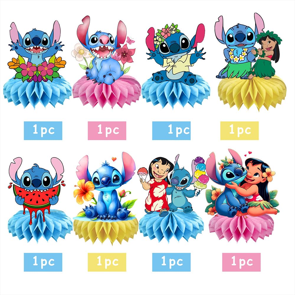 8Pcs Stitch Table Centerpiece Double Side Design Birthday Party Supplies for Kids Party Table Decorations