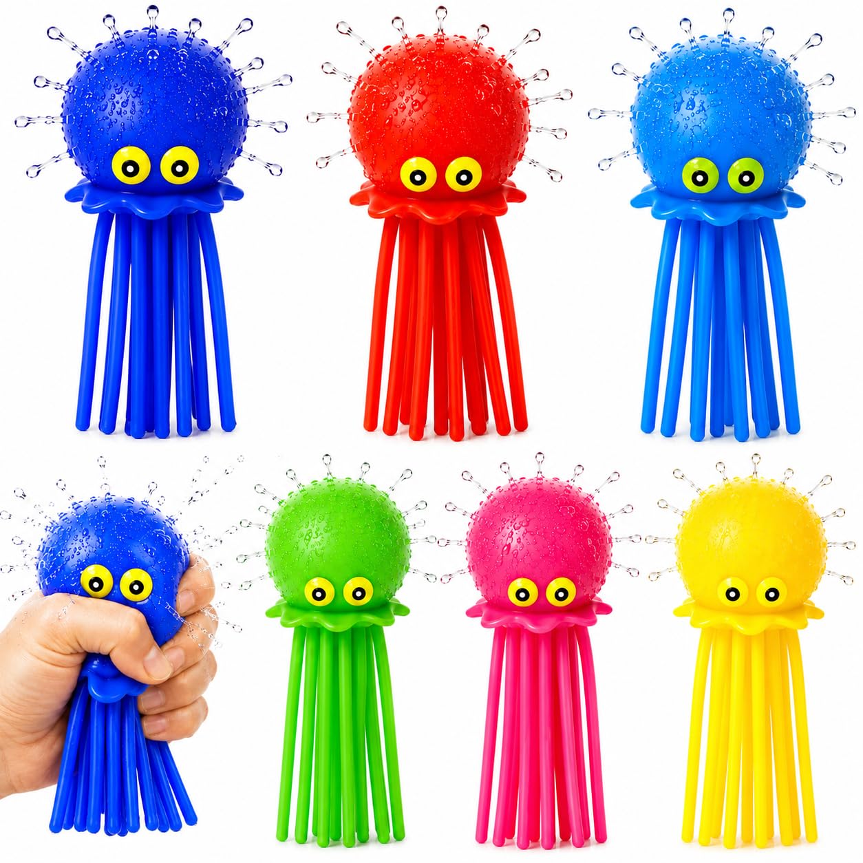 Octopus Water Balls - Pack of 6 Pool Toys for Kids Sensory Absorbent Water Splash Balls Bomb, Toddler Bath Toy, Swimming Pool Floating Swim Toys