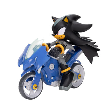Sonic The Hedgehog DC x Sonic Shadow as Batman & Batcycle Action Figure Set, 5"/13cm, 22 Points of Articulation, Moving Wheels, Working Kickstand