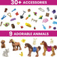 MEGA Barbie Pets Horse Toy Building Set with 3 Micro-Dolls and Accessories, 9 Pets, Easy-to-Build Horse Stables Playset,