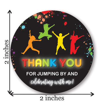 2"" Round Trampoline Bounce Jump Birthday Party Favor Stickers - Set of 40