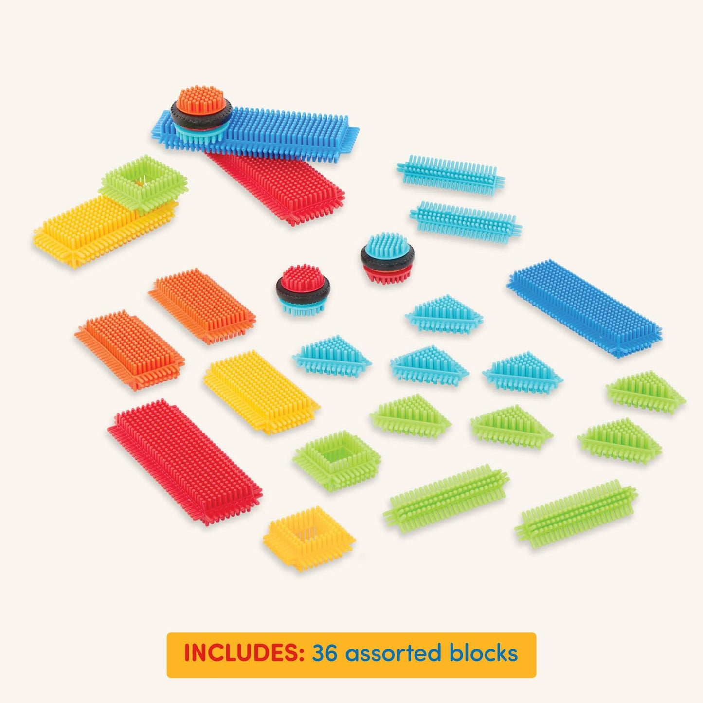 Battat - Bristle Blocks - STEM Interlocking Building Blocks - 36 Pieces Playset - Developmental Toys for Toddlers & Kid - Basic Builder Box - 2+ Years