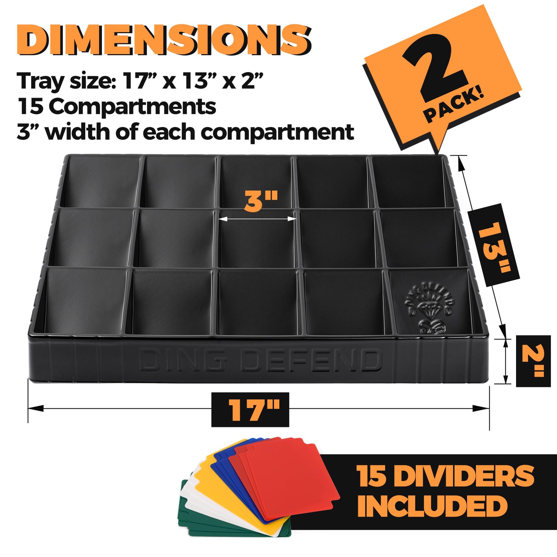 Storage Standard 2 Pack Card Sorting Tray - Stackable Trading Cards Organizer, 15-Compartment Playing Organizing Tool - Sorter for Raw, Sleeved and