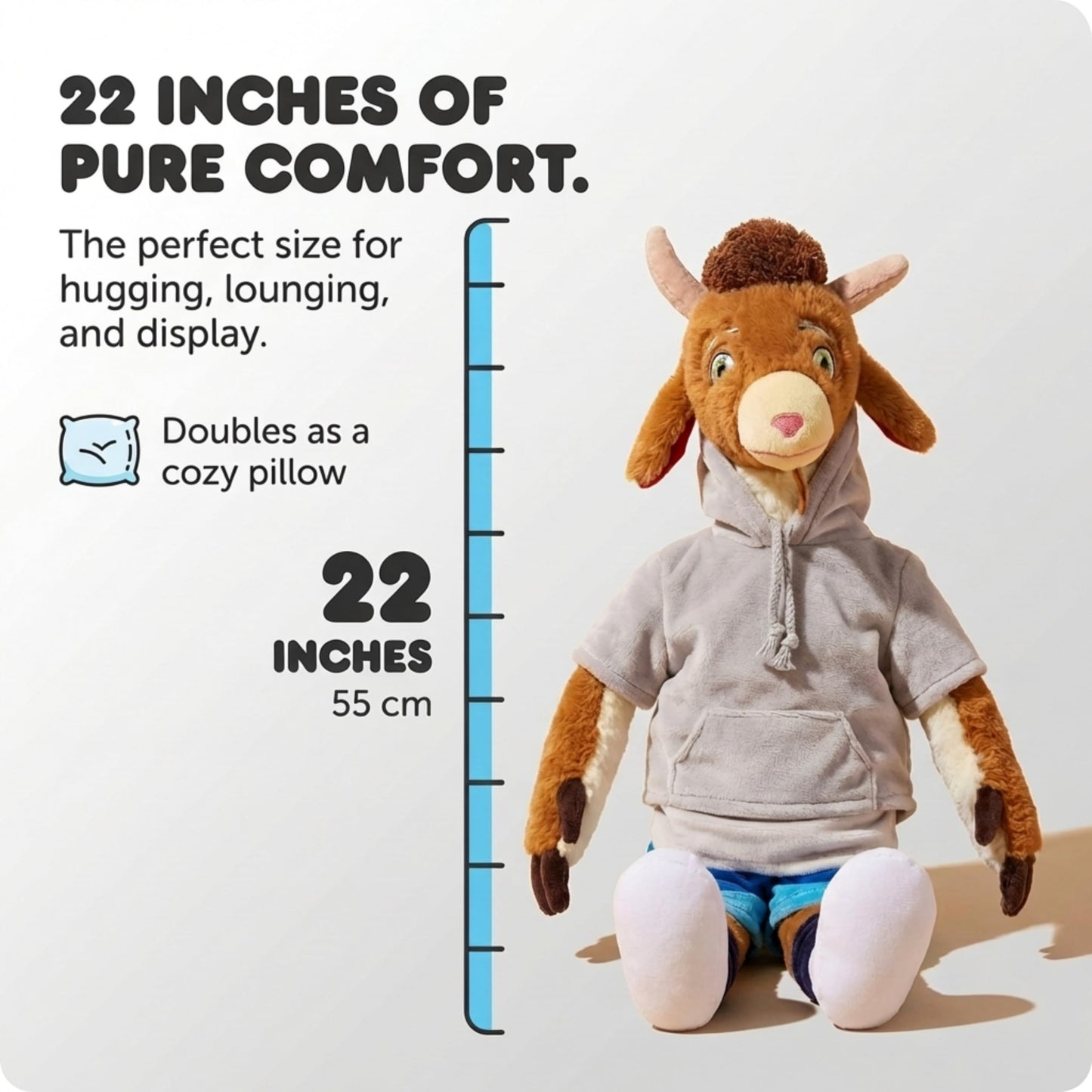 Jay Franco Space Jam Goat 22 Inch Plush Stuffed Animal Pillow Buddy - Super Soft Microfiber, Machine Washable, Embroidered Details, Cozy Kids Gift
