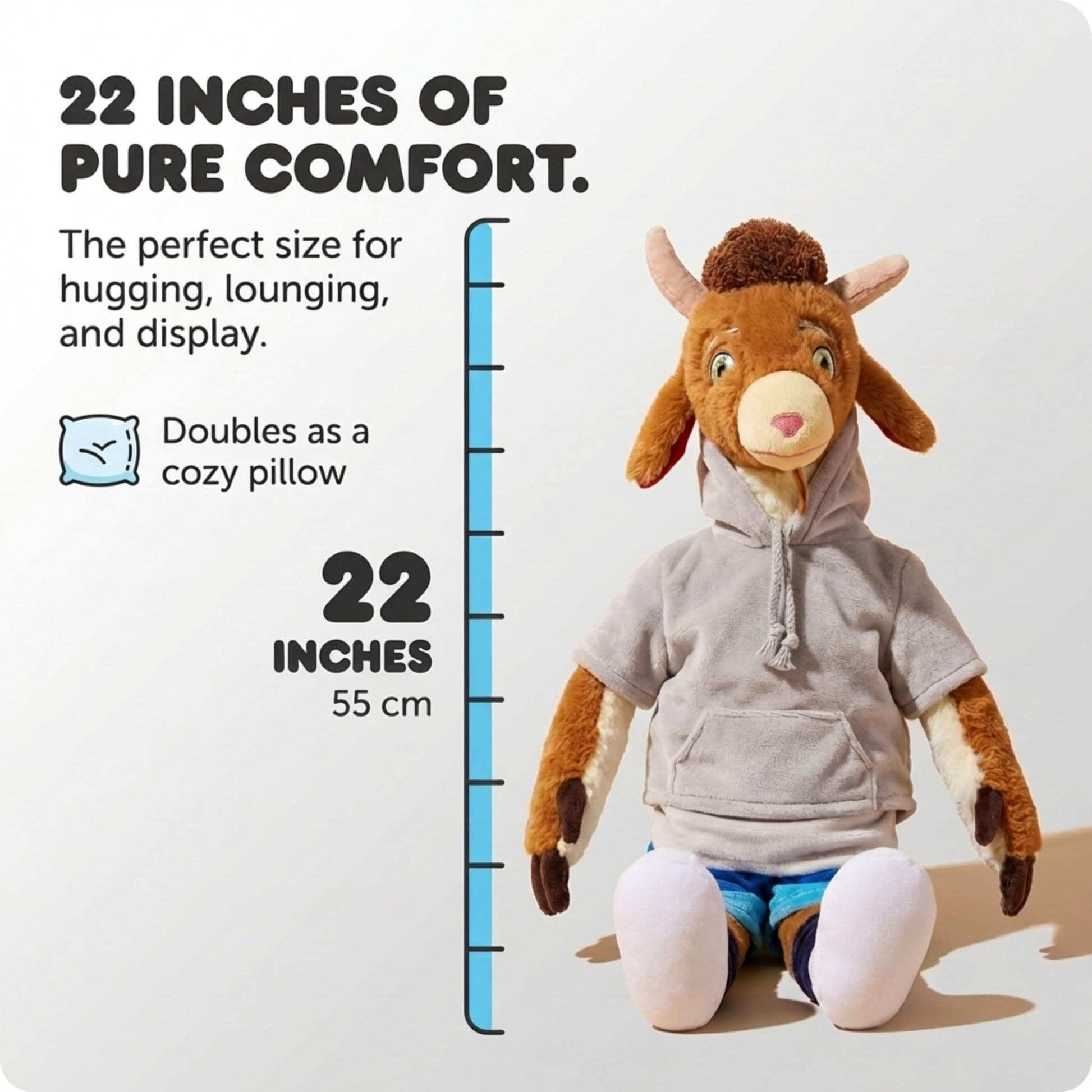 Jay Franco Space Jam Goat 22 Inch Plush Stuffed Animal Pillow Buddy - Super Soft Microfiber, Machine Washable, Embroidered Details, Cozy Kids Gift