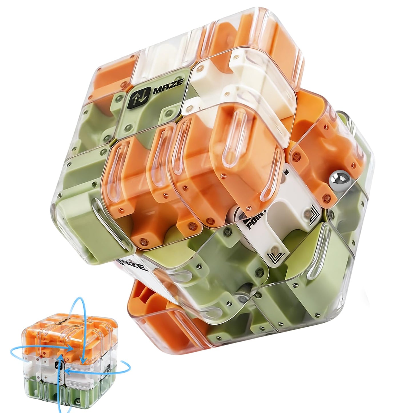 Large Labyrinth 3D Puzzles Maze Cube, 3D Puzzle Magic Cube & Ball, Engaging Brain Teaser Toy (Orange)