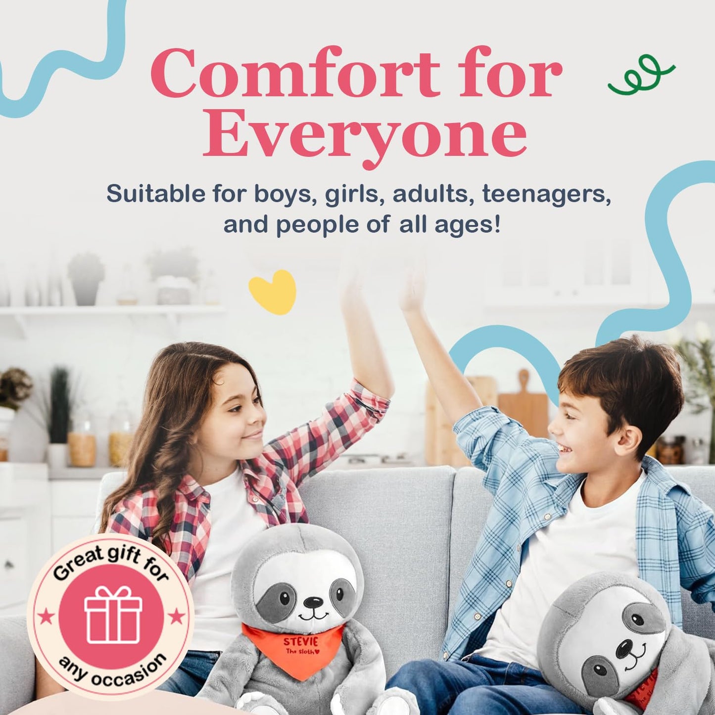 Lilly's Love Weighted Stuffed Animals for Adults & Kids - 5lb Calming Sloth Plush for Anxiety, ADHD & Sensory | Machine Washable Weighted Stuffed