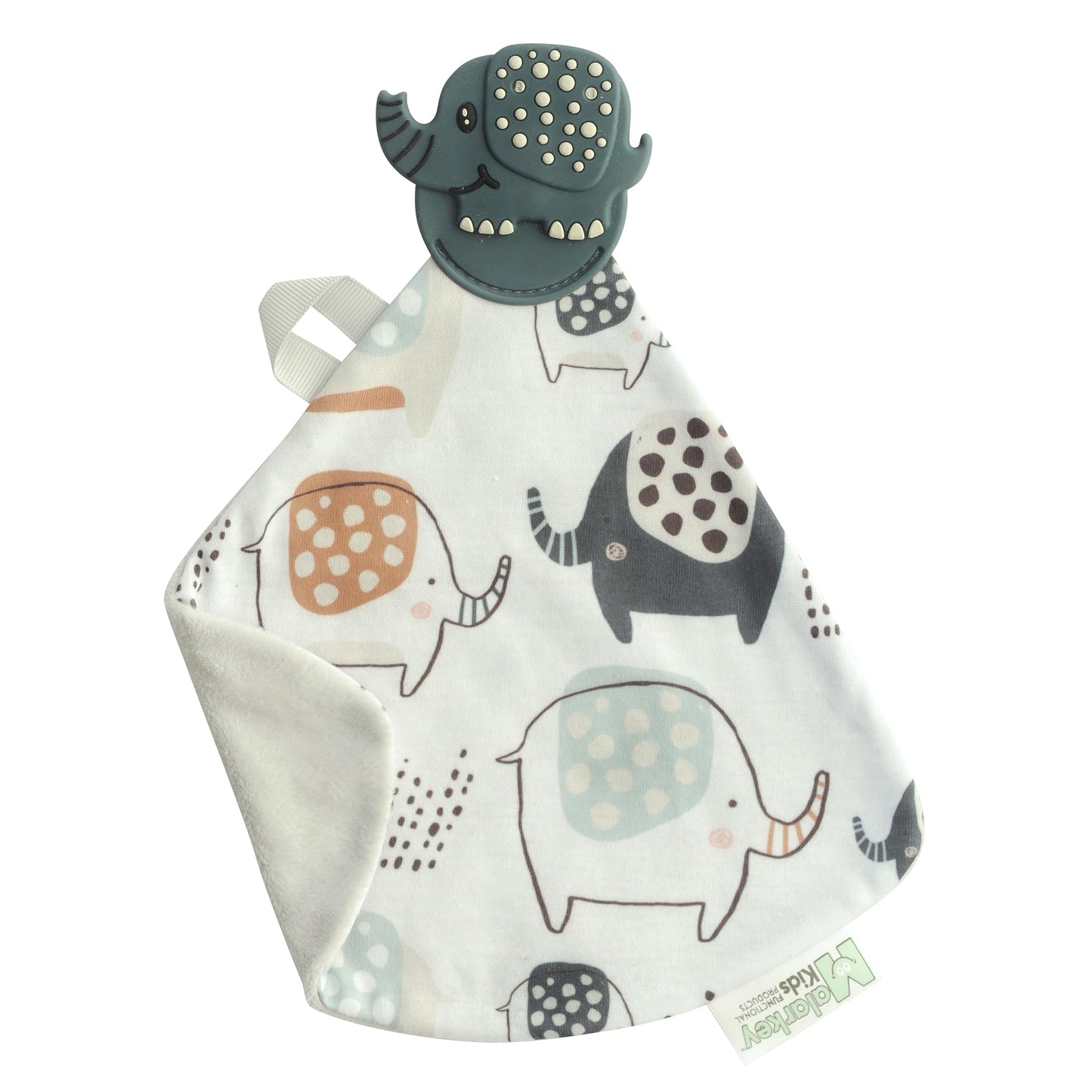 Malarkey Kids Munch-It Blanket: Teether and Cozy Blanket Combo for Teething Babies - Soothe, Snuggle, and Relieve Discomfort! (Earnest Elephant)