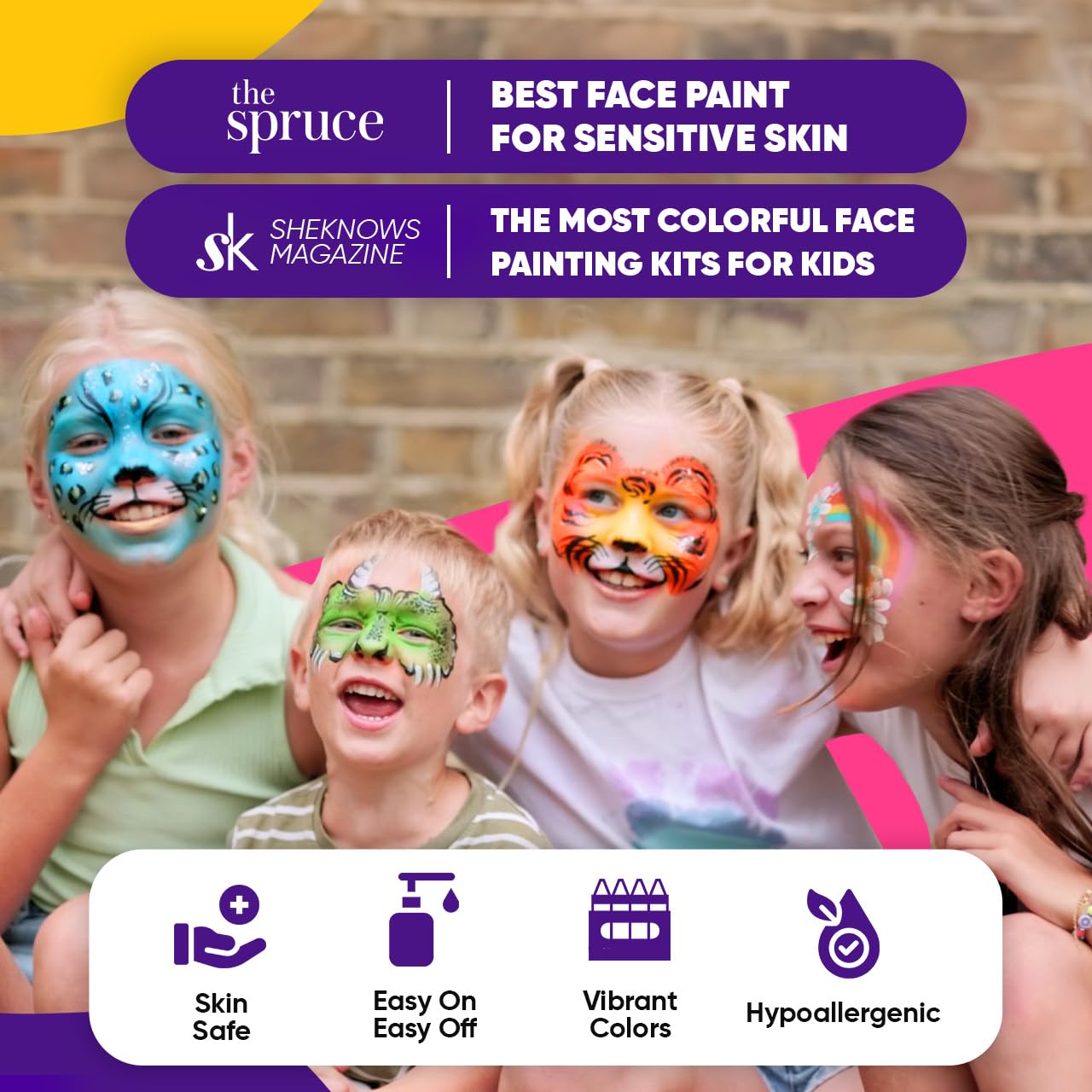 28 Color Face Painting Kit for Kids - Blue Squid Face Paint Kit Palette with 160pc accessories Stencils, Water Activated Non Toxic Washable