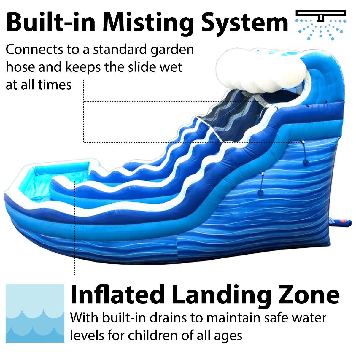 TentandTable 19FT Inflatable Dual Curved Water Slide & Blower, Blue Wave
