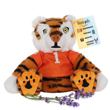 Warm Pals The Tiger Clemson University University Mascot CU - Heatable Coolable Bedtime Comfort Plushie 1.5lbs - Cozy Microwavable Lavender Scented