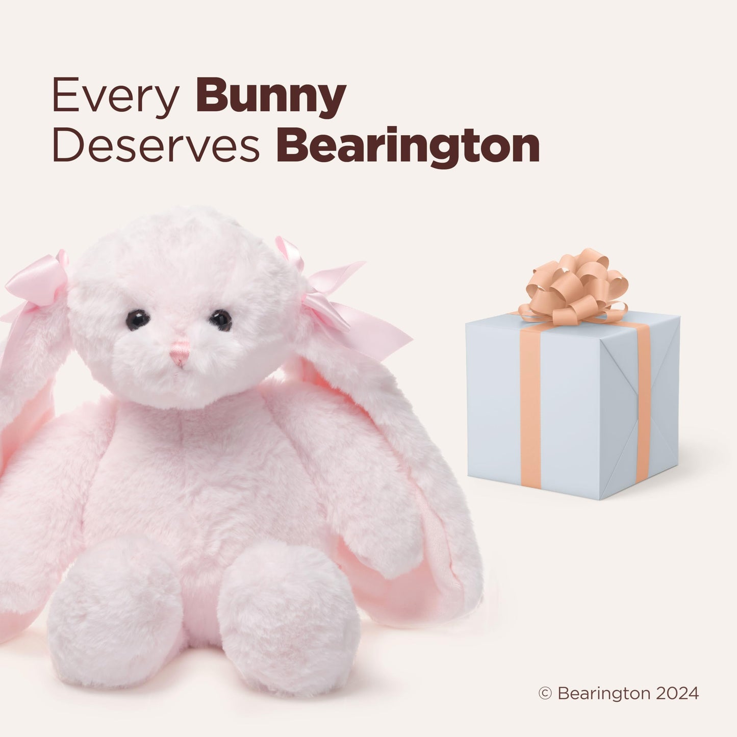 Bearington Light Pink Plush Easter Bunny Stuffed Animal - 14" Soft Cuddly Easter Rabbits with Fluffy Fur and Long Ears - Adorable Stuffed Bunnies Toy