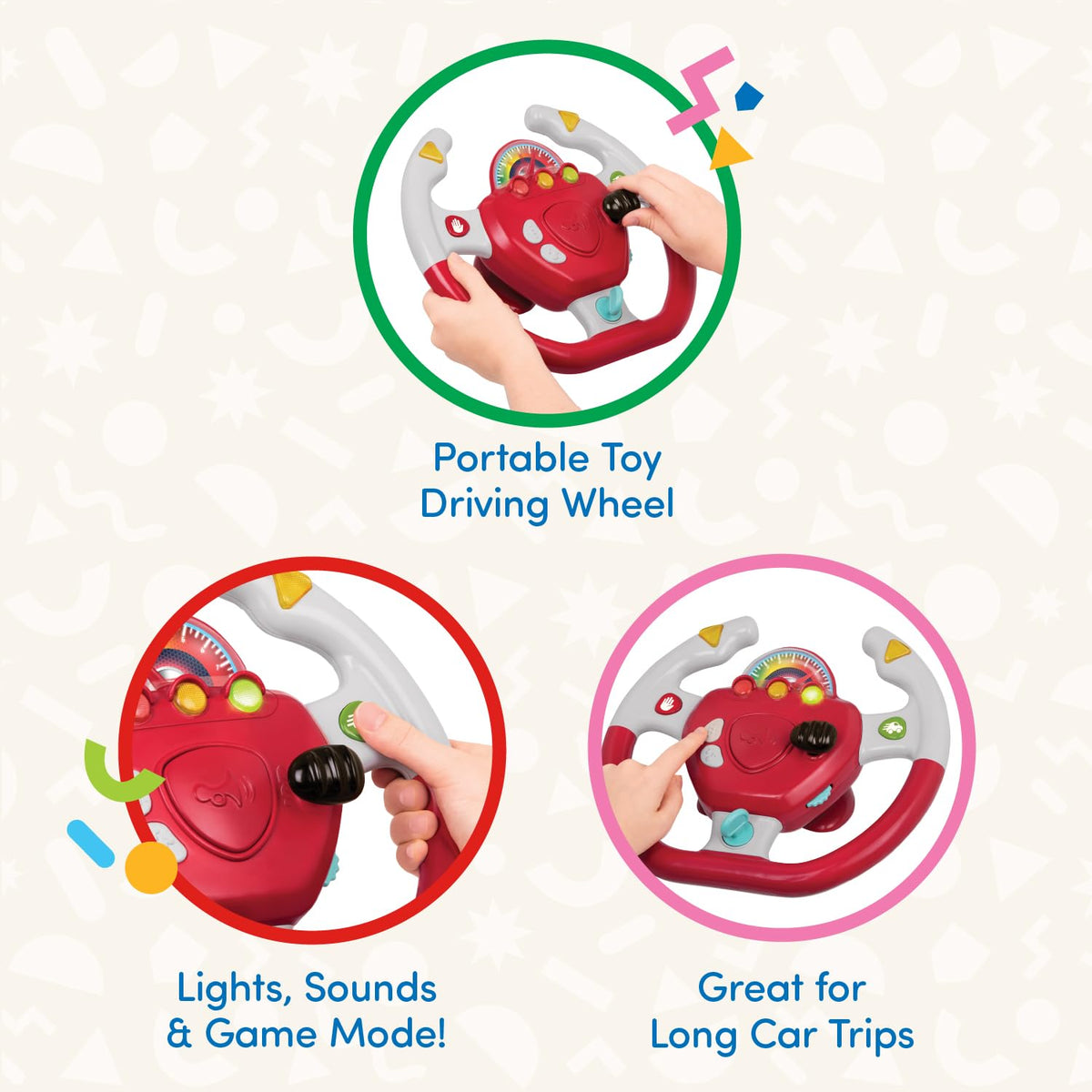 Battat Toy Steering Wheel, Geared to Steer Interactive Car Toy, 1 Pieces