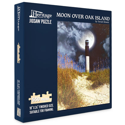 Heritage Puzzle Moon Over Oak Island by Terrah Hewett 550 Pieces