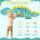 HONEY JOY Dinosaur Activity Wall Busy Board Panels, 11-in-1 Wooden Sensory Wall Panel for Kids, Toddler Learning Activity Center, Ideal for Playroom