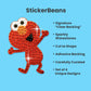 StickerBeans® Rhinestone Stickers x Sesame Street - Elmo and Friends 4-Pack, 2” x 2” Unique Sparkly Cut-to-Shape - Collecting, Trading, Laptops, Phone