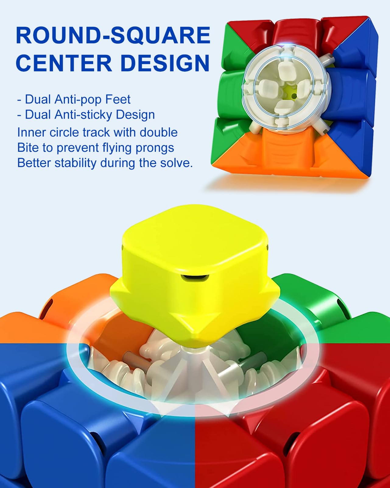 CFMOUR Magnetic 3x3 Speed Cube, Stickerless Magic with Stand, 48 Magnets