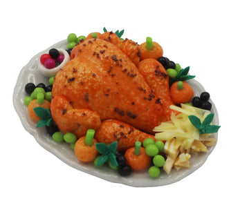 Handmade Miniature Roast Turkey - Realistic Clay Thanksgiving Turkey Figurine for Dollhouses, Food Displays, DIY Crafts & Holiday Decorations