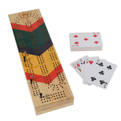 Pacific Shore Games Canoe Cribbage Board Game Set, Cheveron Nautical Print, Continuous 3 Track Travel Cribbage Boards Unique, Wooden Board Games for