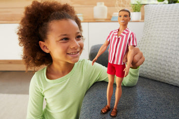 Barbie Ken 60th Anniversary Doll 1 in Throwback Beach Look with Swimsuit & Sandals for Kids 3 to 8 Years Old