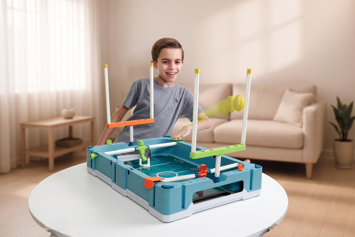 EastPoint 5-in-1 Tabletop Stadium Game Center - Teal, Plastic - Foosball Table Competition - Air Hockey Table for Kids Fun - Pinball Machine
