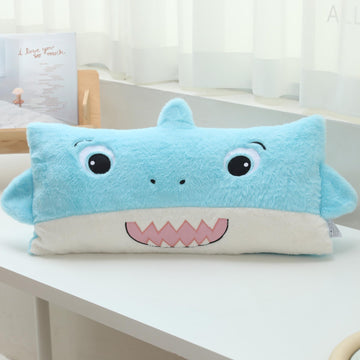 Snugtown Stuffed Animal Lumbar Pillow, Super Soft Plush Cuddle Throw Pillow for Kids, Cute Shark Shaped Pillow, 12 x 24 Inches, Baby Blue