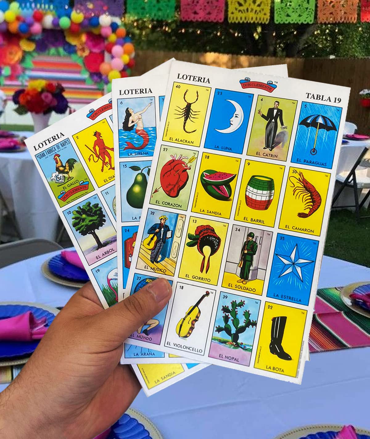Loteria Mexicana Tradicional Mini Don Clemente 20 Jugadores 160 Fichas - Mexican Bingo Medium Board Game Set 160 Counting Plastic Chips for 20 Players
