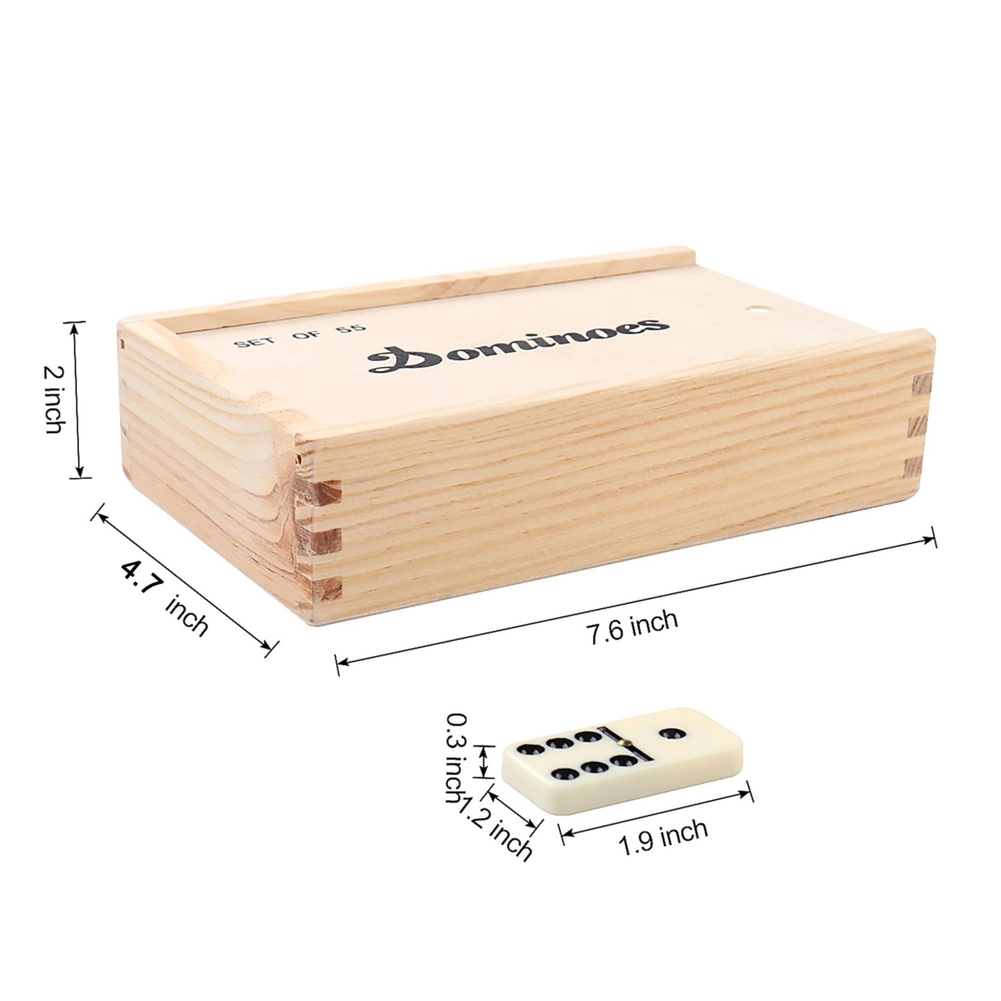 Domino Set for Adults, Double Nine Dominoes Set with Wooden Case for Classical Board Games, for Family and Kids,55 Tiles (2-4 Players)