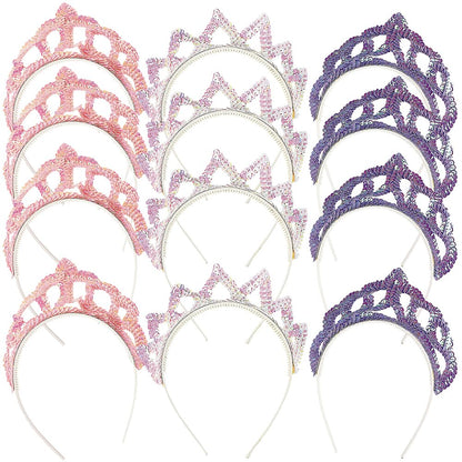 Fun Express Pastel Sequin Princess Tiaras - Set of 12 crowns - Girls Birthday Party, Dress up and Halloween Supplies