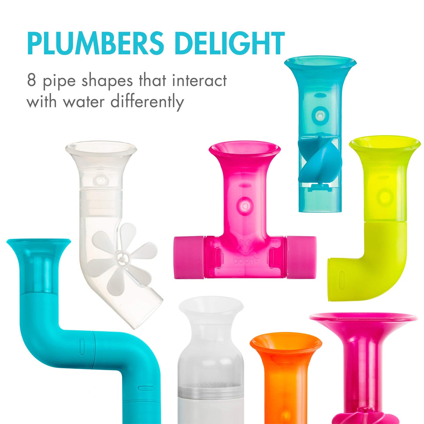 Boon Bundle Baby and Toddler Bath Toys - Includes Boon Pipes, Cogs, and Tubes Bathtub Toys - Toddler Sensory Toys - Multicolored - 13 Count - Ages 12