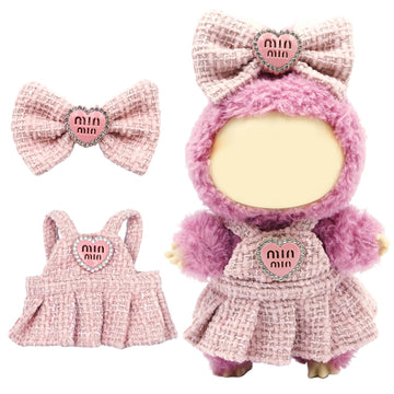 Lukxi Clothes for Lububu(NO Doll), Bowknot & Dress Set with Heart Badge, Cute Clothes for Dress up Unique Style, Stylish Clothes for Doll, Gifts