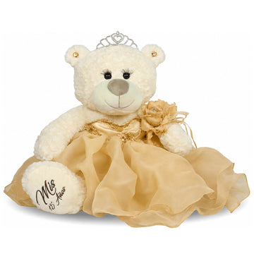 Kinnex Collections by Amanda 20" Quince Anos Quinceanera Last Doll Teddy Bear with Dress (Centerpiece) B16831-6 (Gold)
