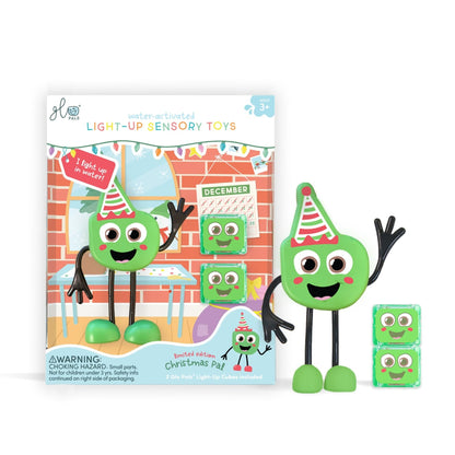 Glo Pals Christmas Pal Water-Activated Bath Toy with 2 Reusable Light-Up Cubes for Sensory Play