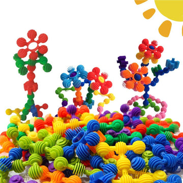 RAINBOW TOYFROG Star Flex STEM Building Toys - 70 Connector Blocks for Kids with Tote - Kindergarten STEM & Preschool Table Top Toys - Open Ended