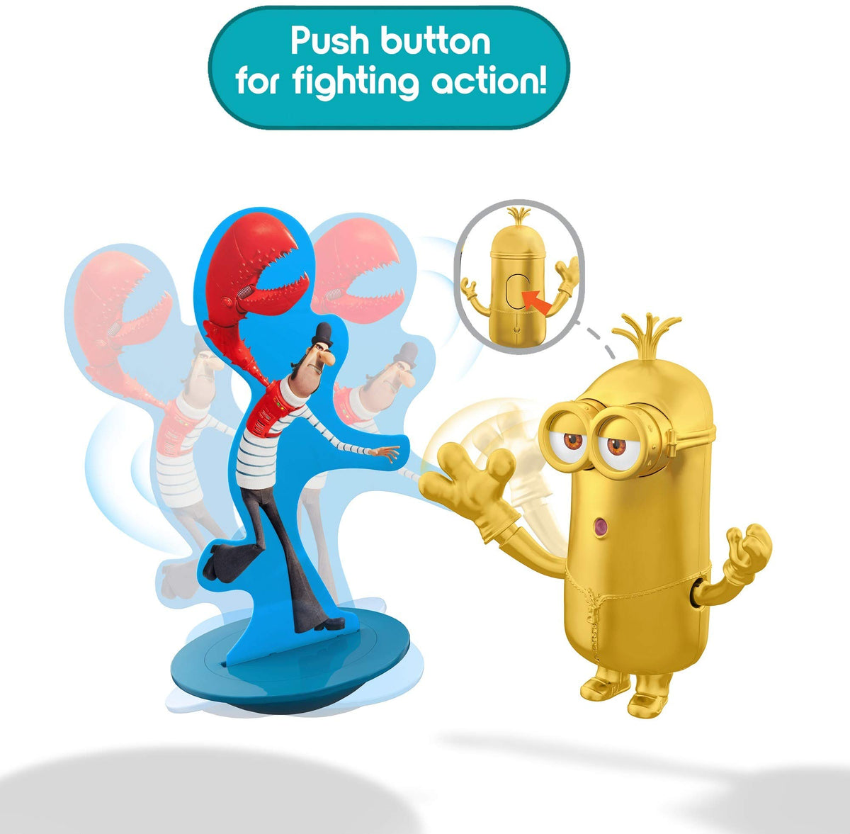 Minions: The Rise of Gru Villain Smack Kevin Action Figure Approx 4-in Movie Character Toy with Button-Activated Motion & Target Accessory for Ages 4