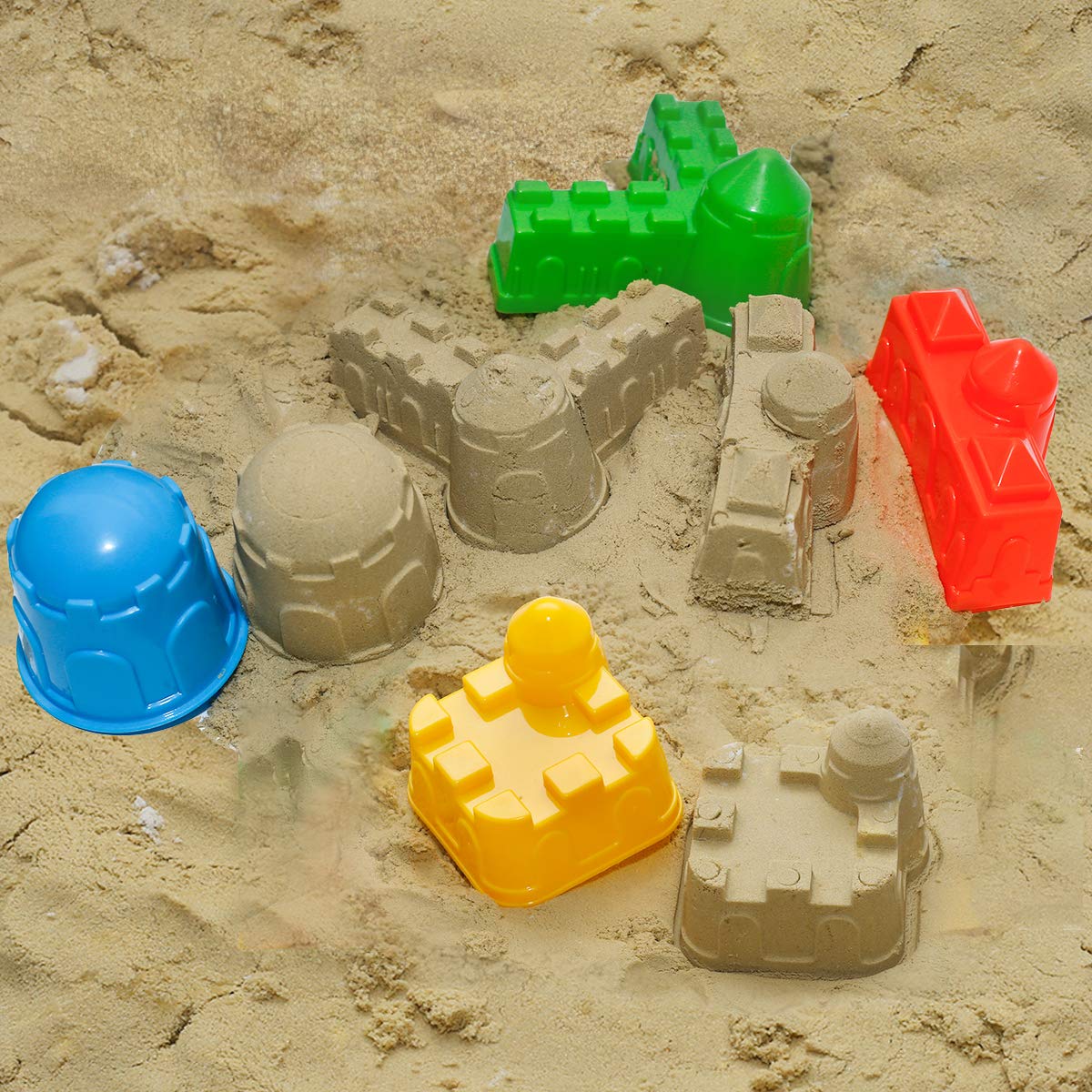 Holady 7 Pcs Beach Sand Toys Set,Includes Beach Toys Castle Molds Sand Molds, Beach Bucket,Shovel Tool Kit,Fun Outdoor Games Beach Accessories