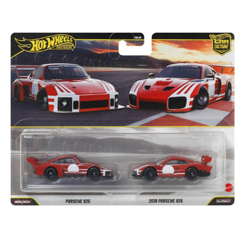 Hot Wheels Premium 2 Pack Porsche 935/2018 Porsche 935 Ride On Toy Mini Car Ages 3+ Red JHW51