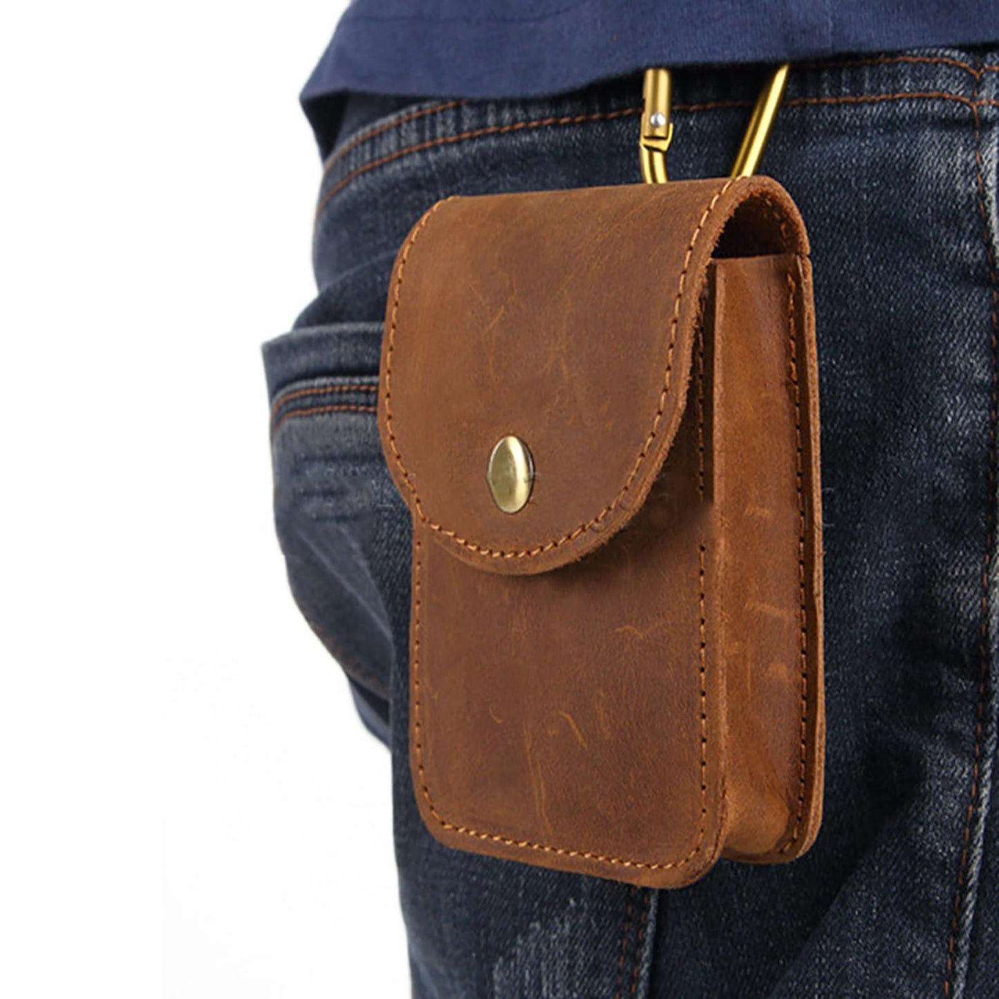 aolaso Genuine Leather Playing Card Case, Single Deck Playing Card Box，Leather Pouch Multipurpose with Belt Clip for Carrying Cards Small Tools