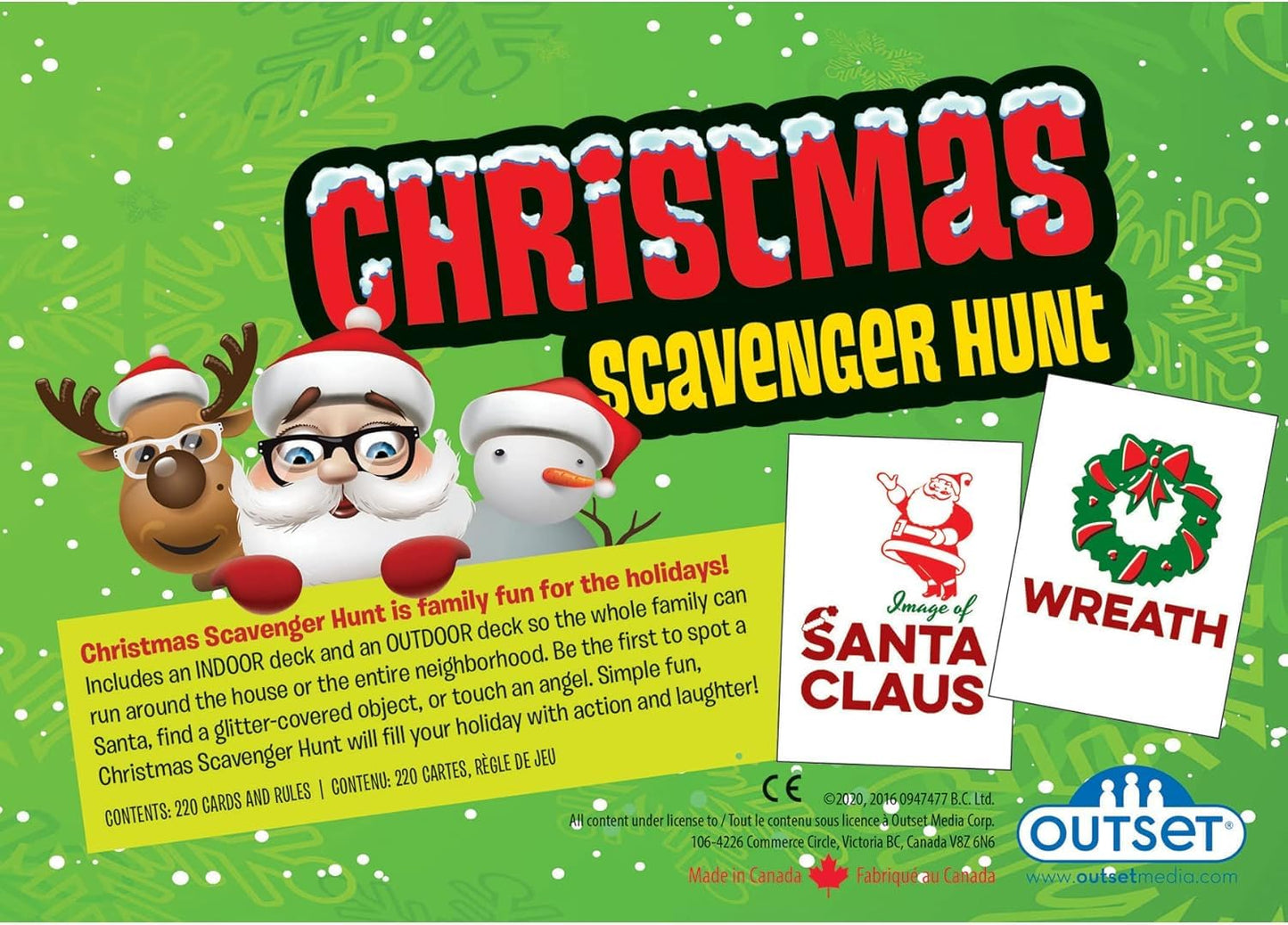 Outset Media Christmas Scavenger Hunt Game - Includes 220 Cards with Holiday Themed Objects Found Both Inside and Outside The Home (Ages 6+)