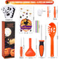 SKINOSM Pumpkin Carving Kit for Kids, 6 Easy Halloween Pumpkin Carving Tools Set, 6 LED Candles, 10 Carving Stencils & 20 Halloween Cellophane Candy
