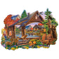 Bits and Pieces - 750 Piece Jigsaw Puzzle for Adults - Autumn Retreat - Shaped Forest Cabin Woods Nature Animal Flowers Trees Lake Mounatin Jigsaw