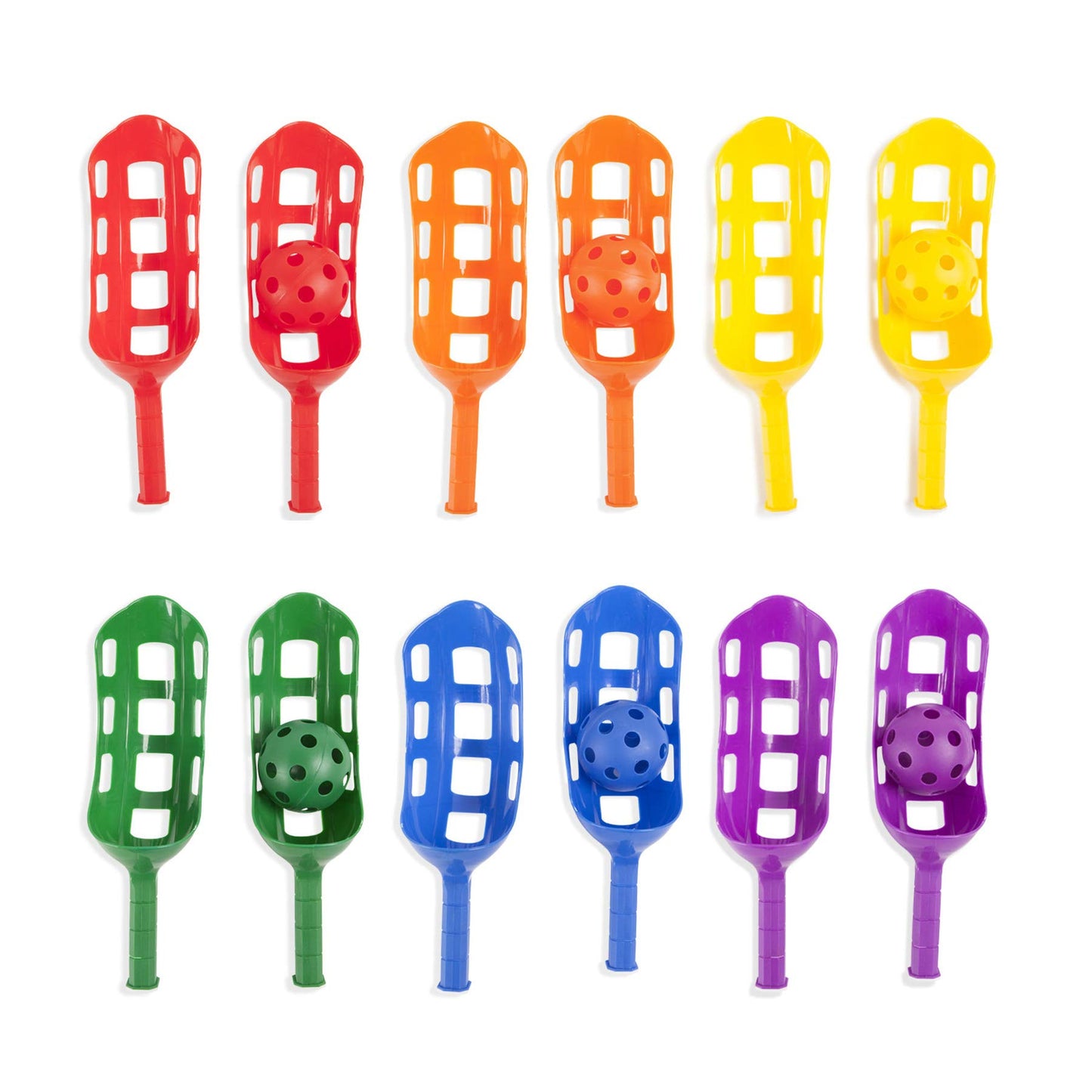 Champion Sports Scoop Ball and Catch Games, Lightweight Plastic Toss and Catch Sets for All Ages, 6 Sets