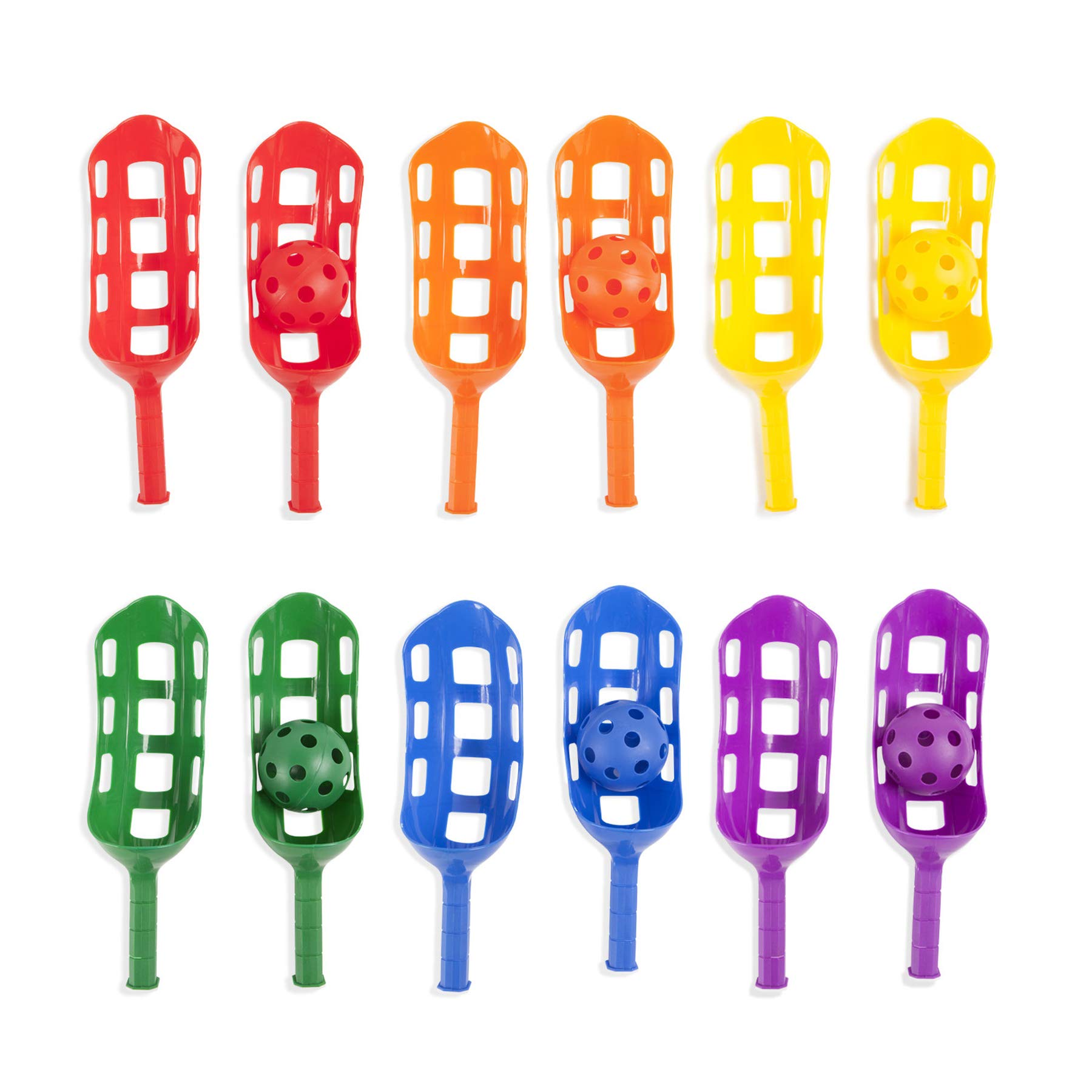 Champion Sports Scoop Ball and Catch Games, Lightweight Plastic Toss and Catch Sets for All Ages, 6 Sets