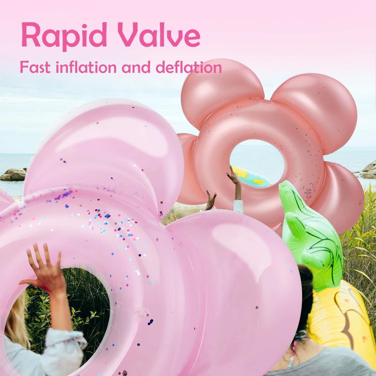 HeySplash Pool Floats, Flower Pool Floaties Light Pink
