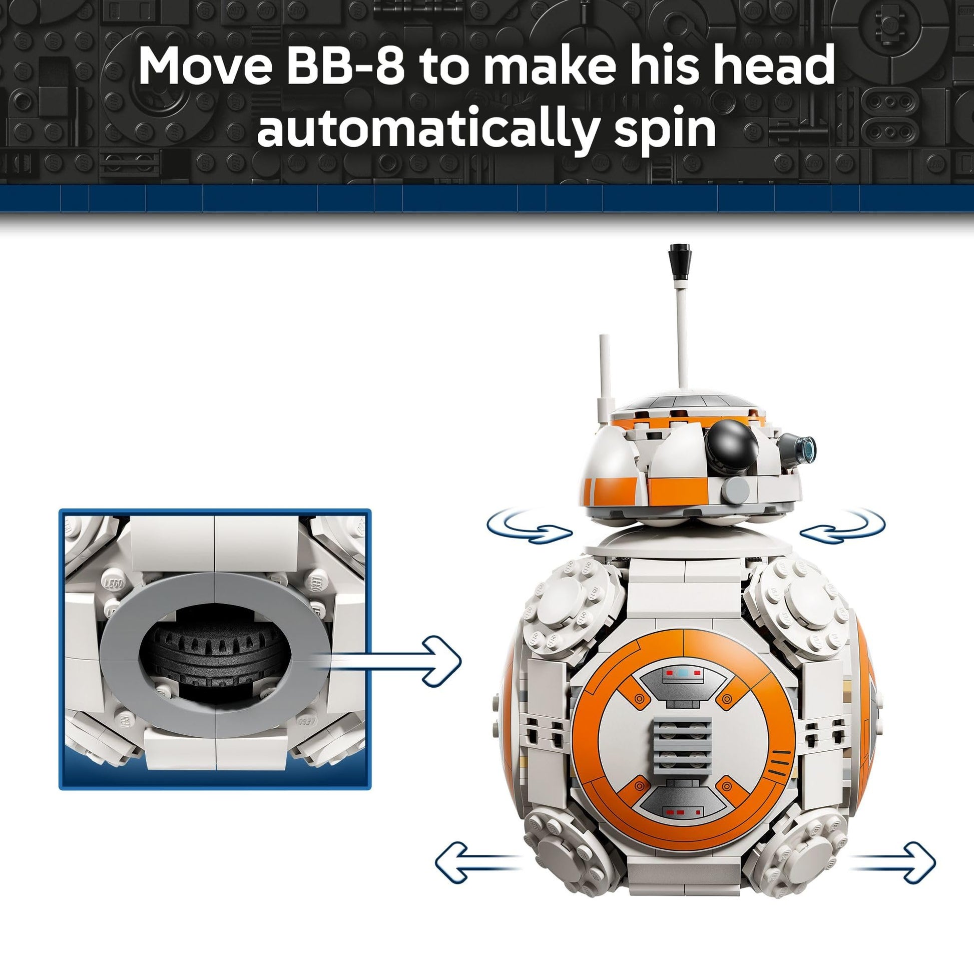 LEGO Star Wars BB-8 Astromech Droid Building Toy for Boys & Girls - Play & Display Building Kit W/Spinning Head Action & Burner Arm for Kids & Fans